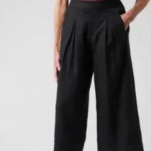 NWT Athleta Playa linen wide leg crop pants black Sz 4T